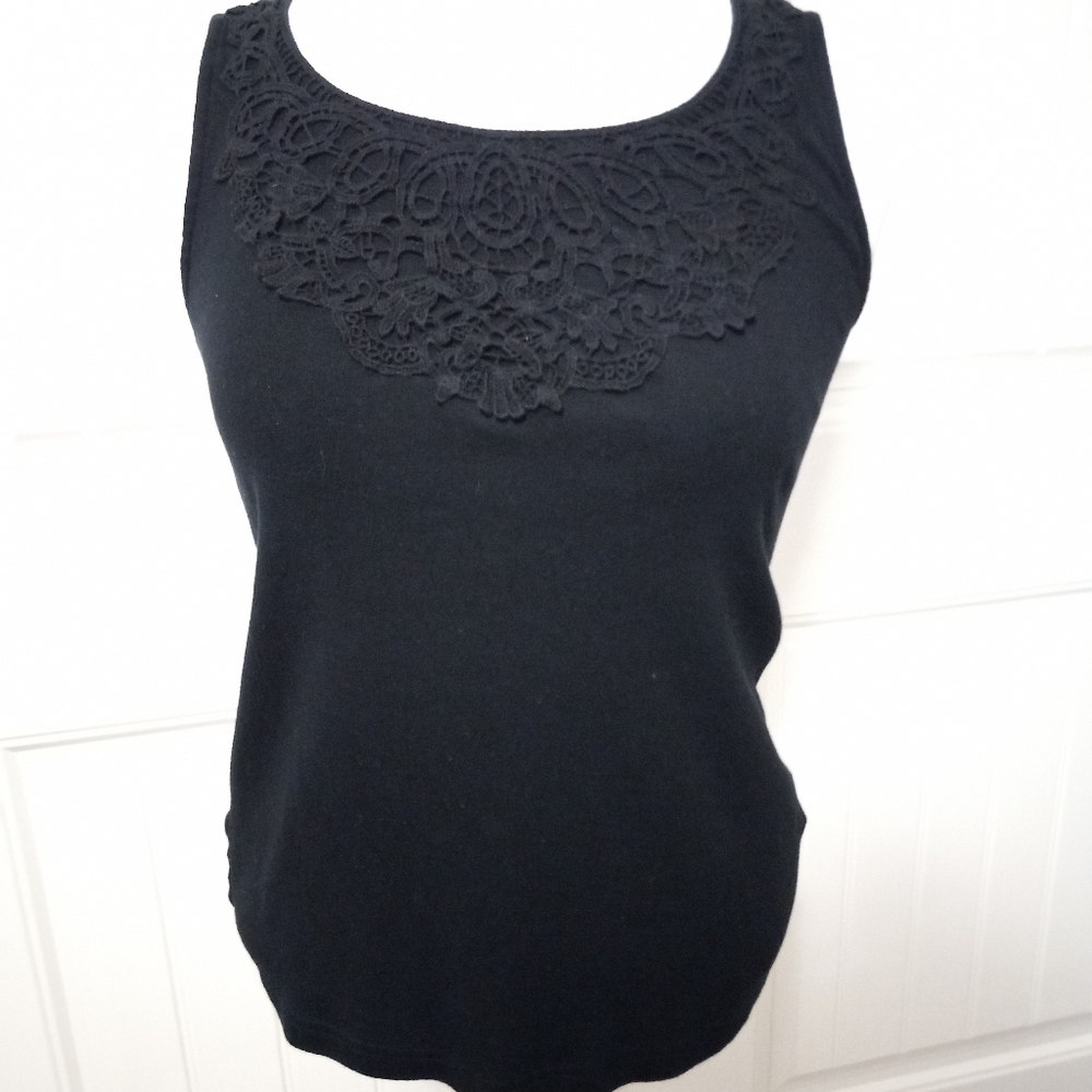 Croft & Barrow 100% Cotton Tank Size Small Black P